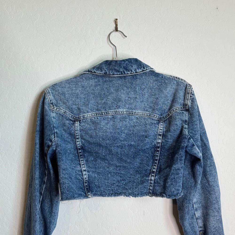 We The Free Ollie Femme Cropped Denim Trucker Jacket Preppy Women's Cropped - Picture 8 of 10